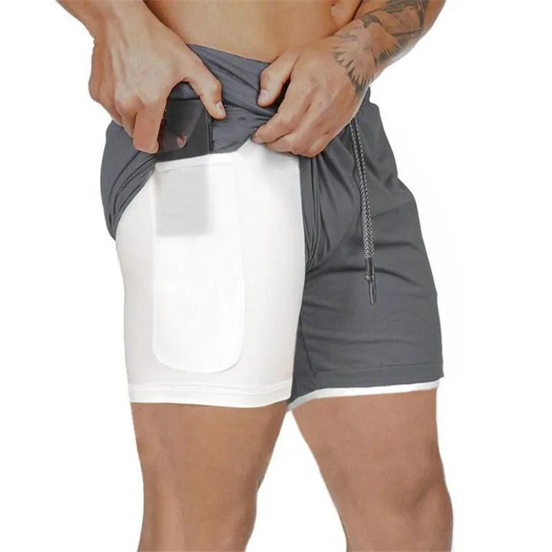 Men Sport Shorts Sportswear Double-deck Running Shorts 2 In 1 Beach Bottoms Summer Gym Fitness Training Jogging Short Pants Men