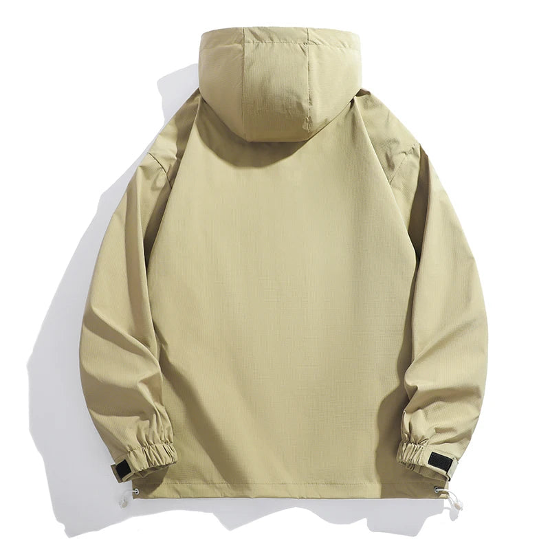 New Men Spring Autumn Waterproof Casual Versatile Top Japanese Korean Streetwear Fashion Loose Pullover Half Zip Hooded Jacket