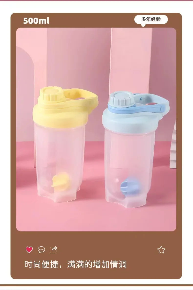 1PC Korean Style Leakproof Portable Shaker Bottle for Protein Milkshake Mixing Sports Water Cup Gym Fitness Gear Accessories