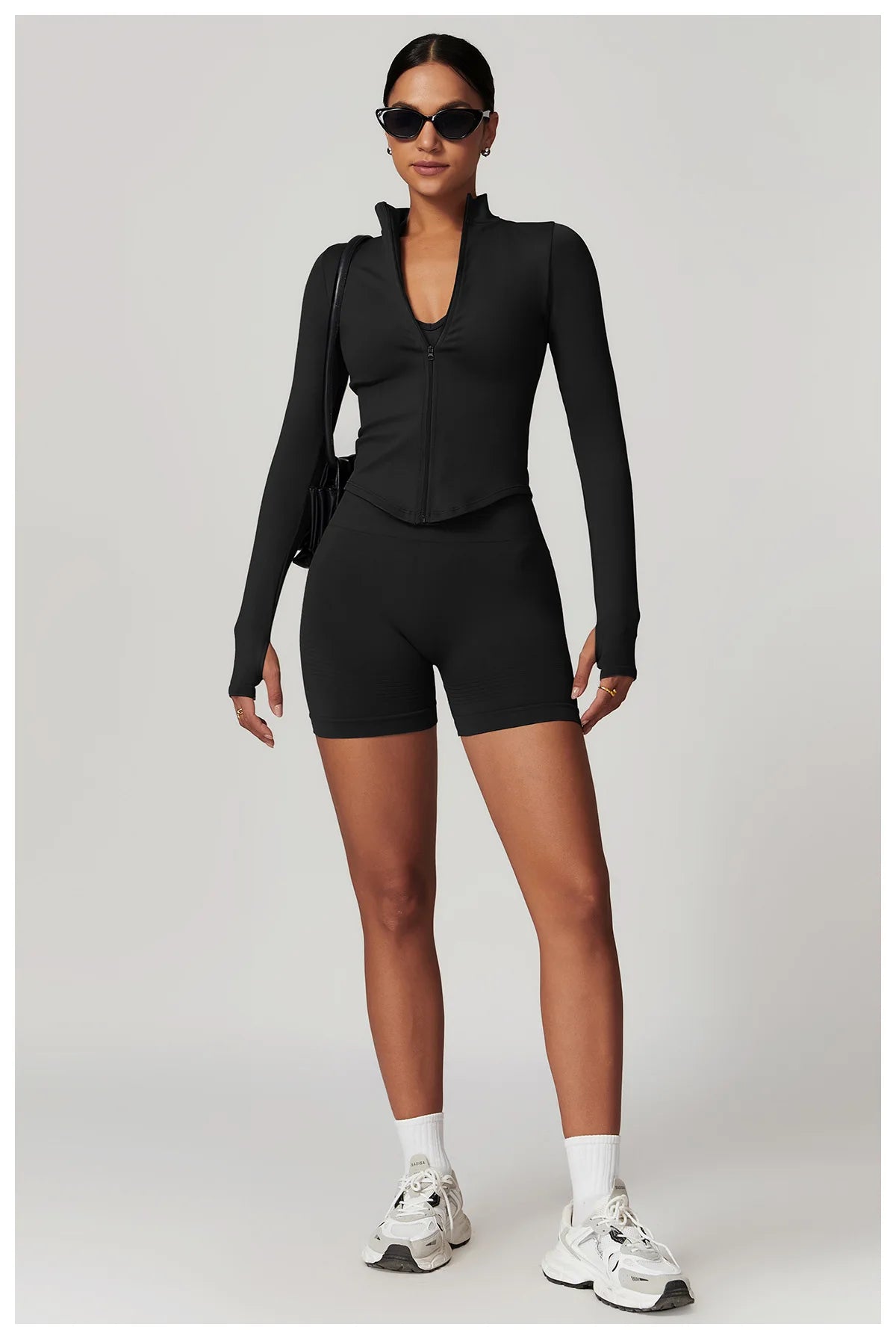 Zipper Jacket Women Crop Tops Yoga T-shirts Solid Sports Top Long Sleeve Running Shirts Sexy Quick Dry Fitness Gym Sport Wear