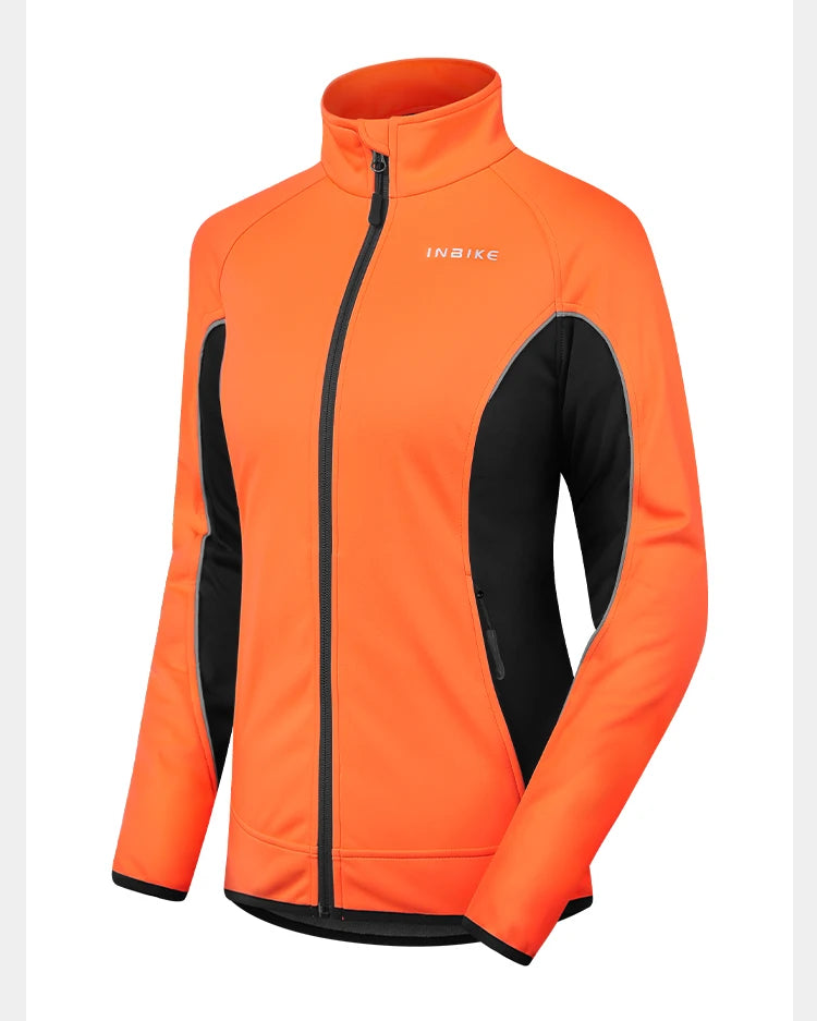 INBIKE Winter Women Cycling Jackets Thermal Fleece Biking Clothes Bicycle Road Bike Windbreaker MTB Reflective Jacket  for Women