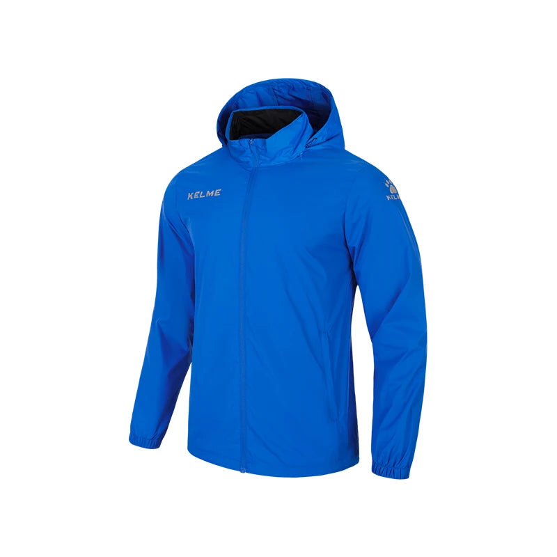 KELME Men's Windbreaker Running Jacket Soccer Kid Hooded Windproof Coat Training Waterproof Jacket Quick Dry 3801241