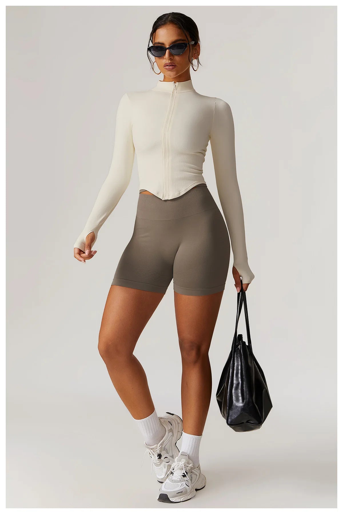 Zipper Jacket Women Crop Tops Yoga T-shirts Solid Sports Top Long Sleeve Running Shirts Sexy Quick Dry Fitness Gym Sport Wear