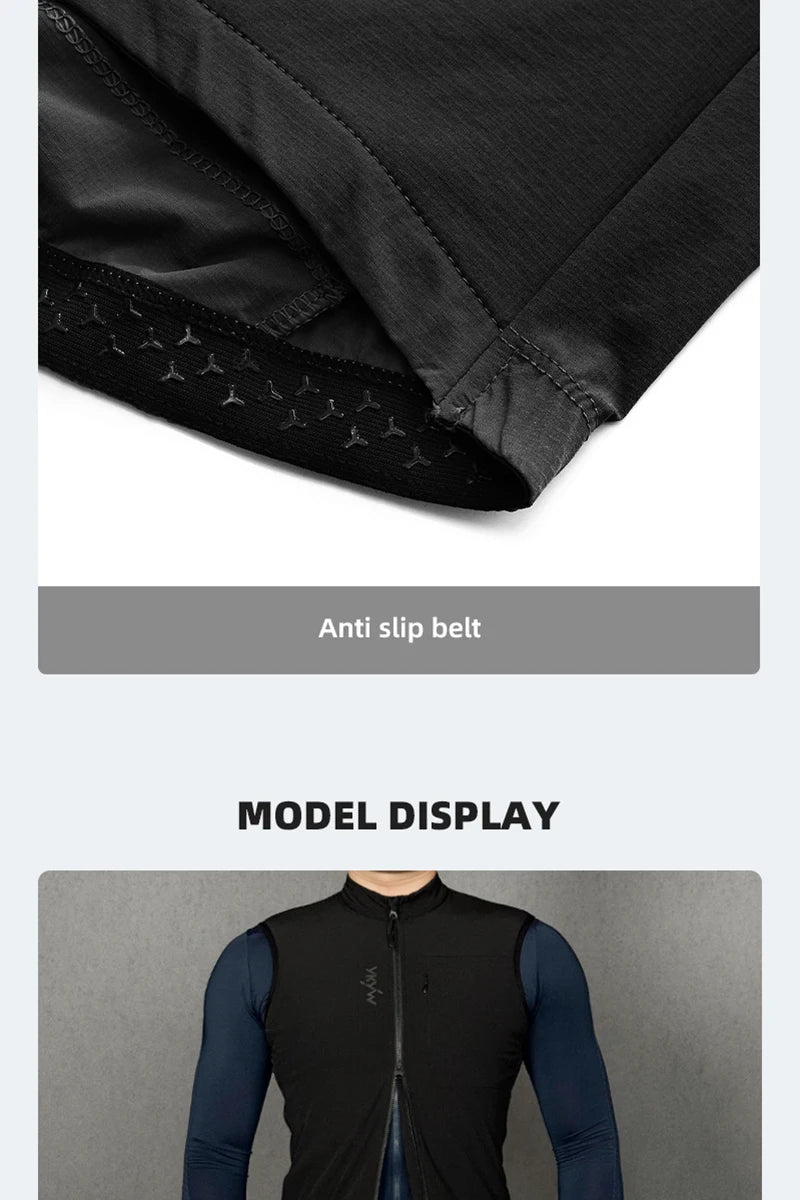 YKYWBIKE Men Cycling Gelit Thermal Fleece Bicycle Windbreaker Sleeveless Bike Vest Windproof Waterproof Cycling Windshield