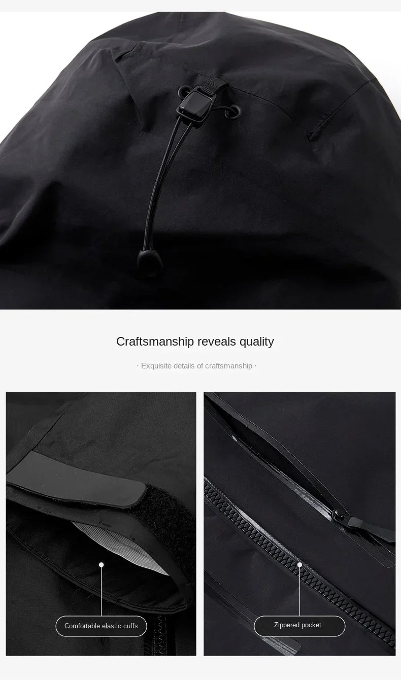 Jacket Men's Sports Casual Soft-shell Zipper Pocket Water Repellent Windbreaker New Autumn Functional Camping Hooded Raincoat