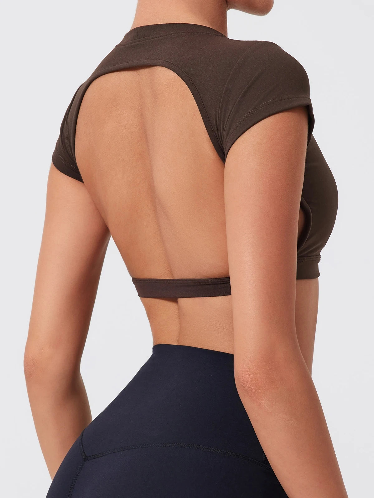Hearuisavy Sports Shirts Workout Tops Fitness Activewear Female Quick-Dry Yoga Clothes Sport Crop Tops Backless Gym Top Women