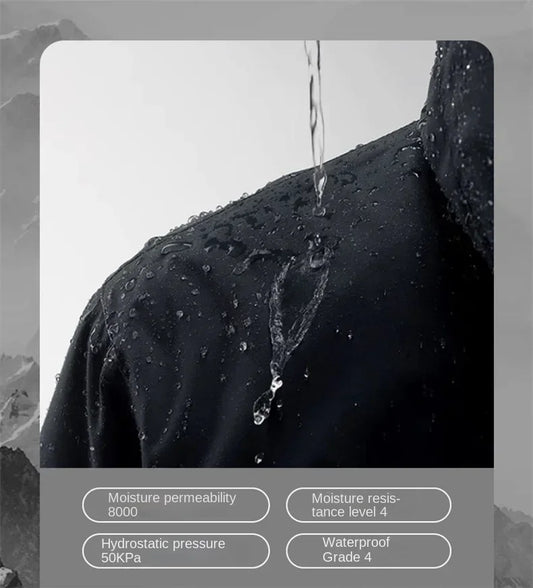 Jacket Men's Sports Casual Soft-shell Zipper Pocket Water Repellent Windbreaker New Autumn Functional Camping Hooded Raincoat