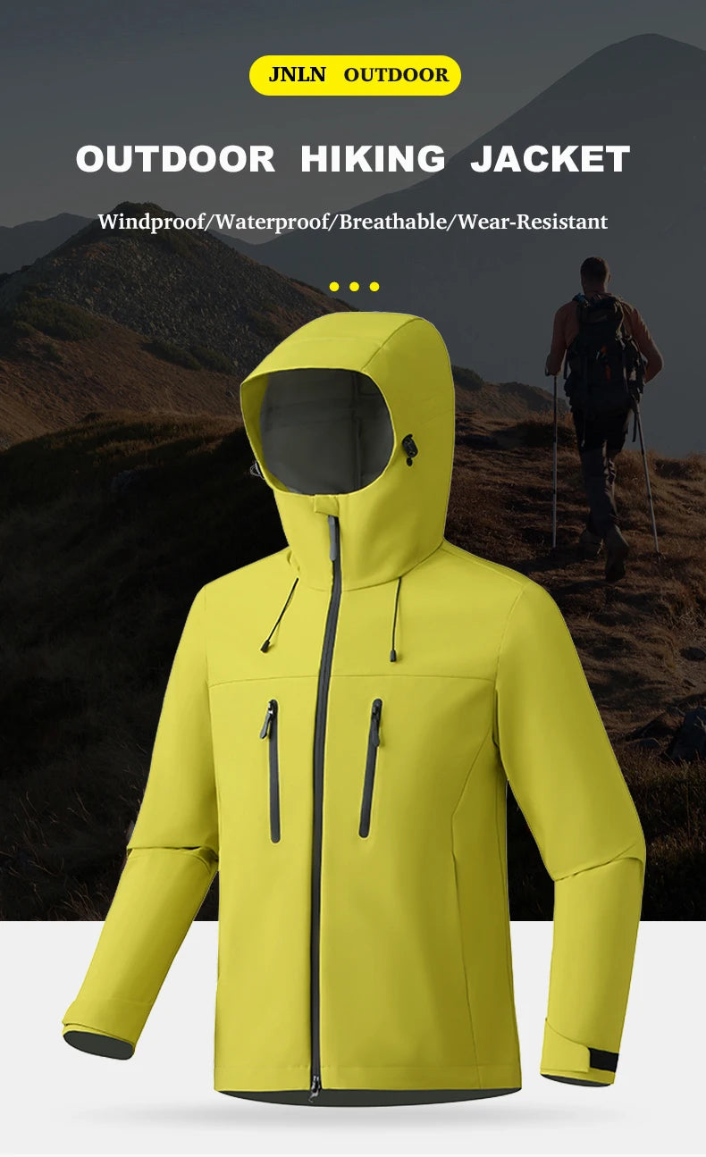 EUMERGX Unisex Waterproof Windbreaker Jacket - Single-Layer Raincoat for Hiking, Camping - Certified Moderate Rain Protection