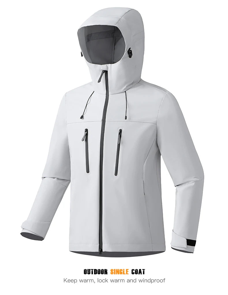 EUMERGX Unisex Waterproof Windbreaker Jacket - Single-Layer Raincoat for Hiking, Camping - Certified Moderate Rain Protection