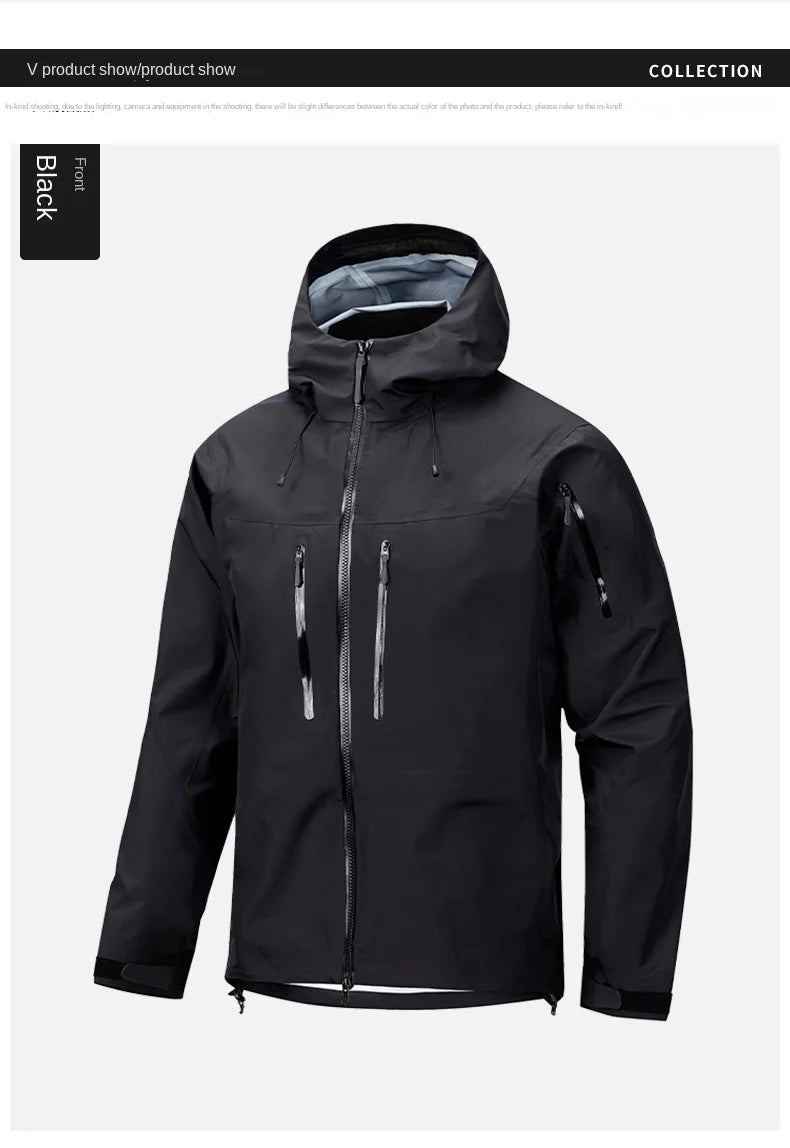 Jacket Men's Sports Casual Soft-shell Zipper Pocket Water Repellent Windbreaker New Autumn Functional Camping Hooded Raincoat