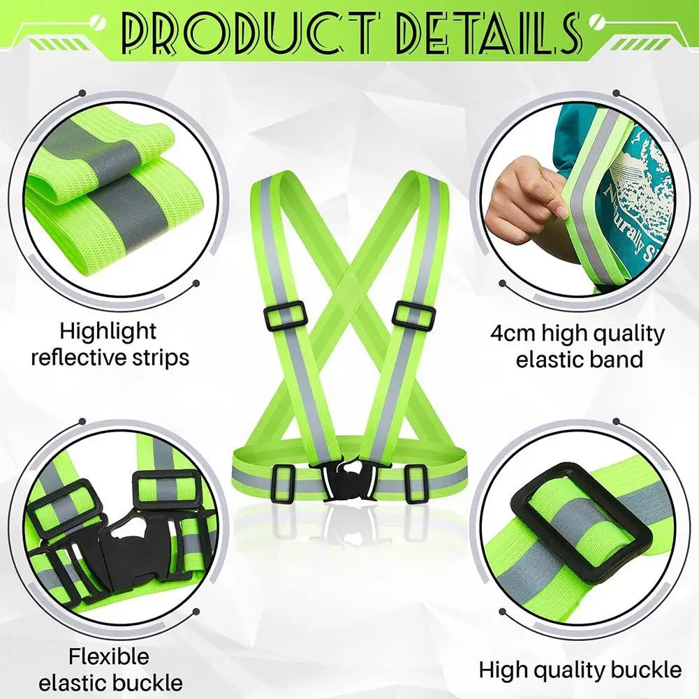 Reflective Safety Vests Lightweight Adjustable Elastic Vest Jacket Hi Vis Reflective Strips for Traffic Control Running Cycling
