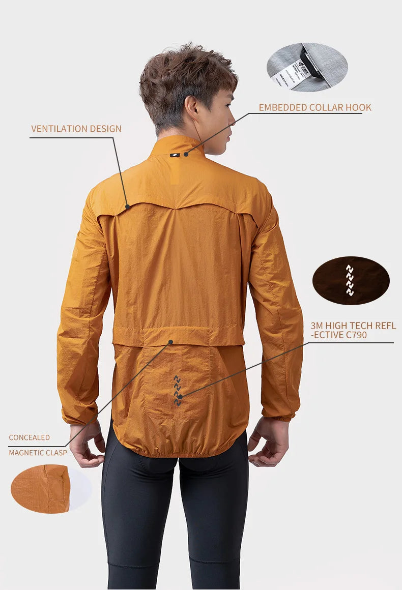 Lameda Men's Cycling Jacket Lightweight Men's Windbreaker Long Sleeved With 3 Pockets Bicycle Coat Clothes