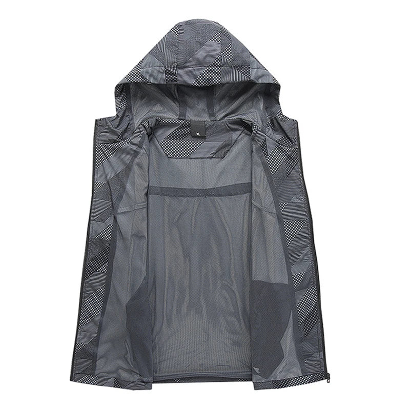 New Summer Men Hooded Jackets Anti-UV Hooded Trekking Jogging Long Sleeve Windbreaker Wear-resistant Mountain Coat Jacket Hombre