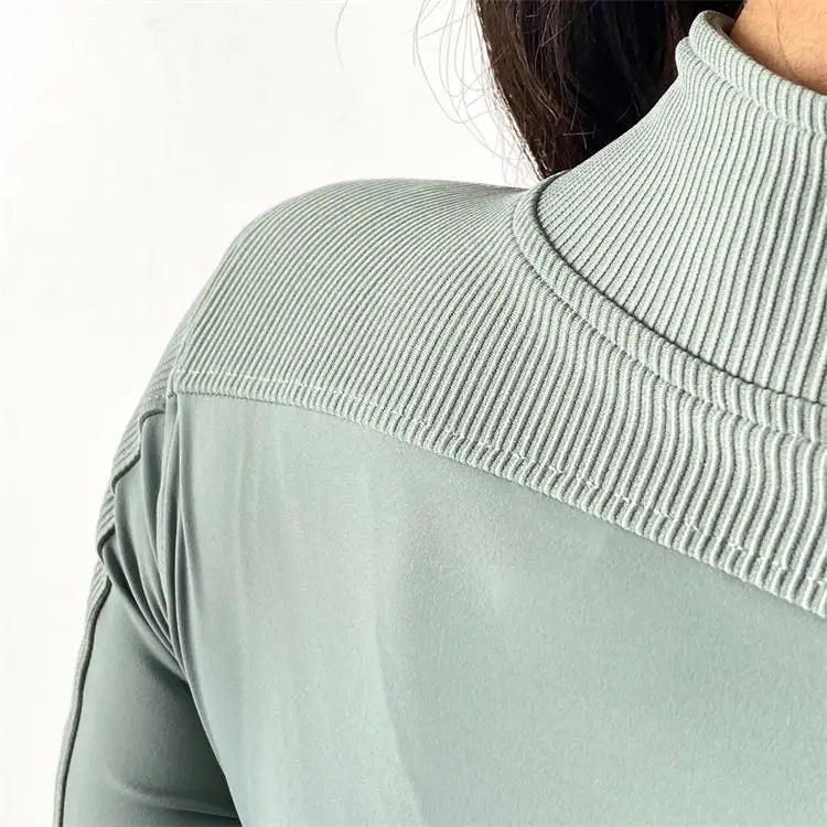 Half Zipper High Collar Sports Jacket Windbreak Tight Yoga Clothes Short Style Cycling Fitness Long Sleeve Quick-Drying Crop Top