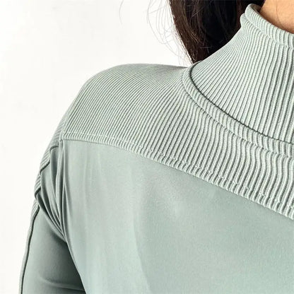 Half Zipper High Collar Sports Jacket Windbreak Tight Yoga Clothes Short Style Cycling Fitness Long Sleeve Quick-Drying Crop Top