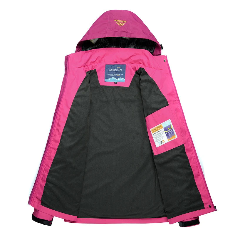 TRVLWEGO Women Camping Jacket Hiking Autumn Hooded Windbreaker Waterproof Climbing Trekking Travel Outdoor Sports Cycling Coats