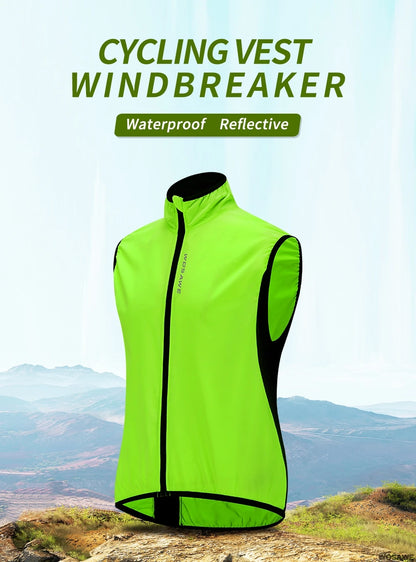 WOSAWE Lightweight Cycling Vest Men Women Reflective Windproof MTB Bike Windbreaker Mesh Back Running Gilet Wind Vest Jacket