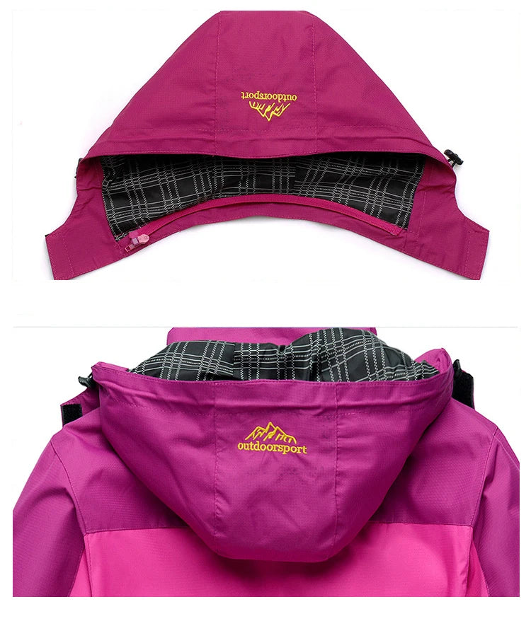 TRVLWEGO Women Camping Jacket Hiking Autumn Hooded Windbreaker Waterproof Climbing Trekking Travel Outdoor Sports Cycling Coats