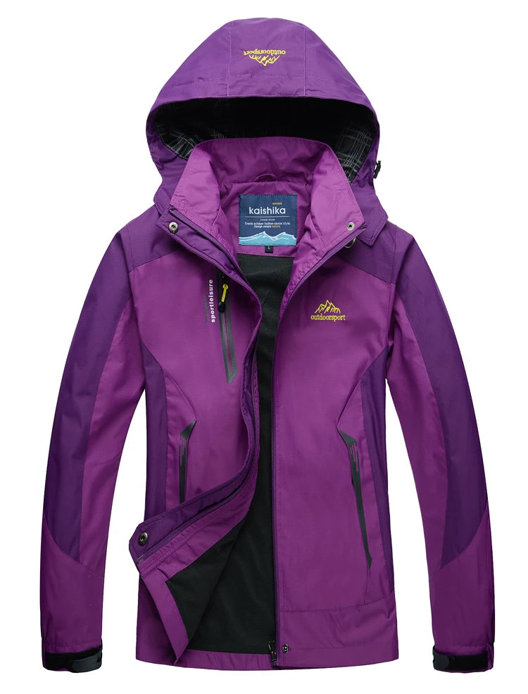 TRVLWEGO Women Camping Jacket Hiking Autumn Hooded Windbreaker Waterproof Climbing Trekking Travel Outdoor Sports Cycling Coats