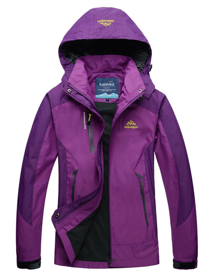TRVLWEGO Women Camping Jacket Hiking Autumn Hooded Windbreaker Waterproof Climbing Trekking Travel Outdoor Sports Cycling Coats
