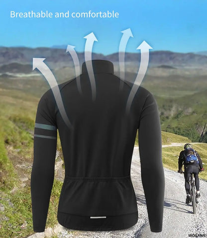 WOSAWE Men'sThermal Winter Cycling Jacket Fleece Lining Long Sleeve Jersey Windproof Running Riding Ciclismo Cycling Clothing