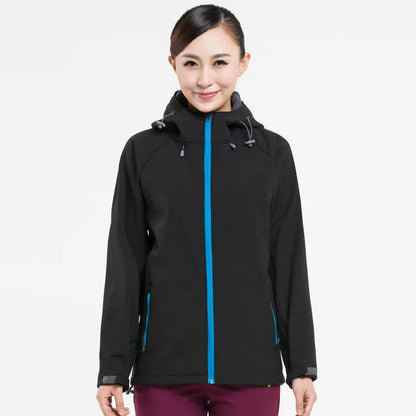 NUONEKO Men Women Softshell Hiking Jackets Waterproof Camping Trekking Windbreaker Hooded Rain Coats Skiing Sport Jacket JM10