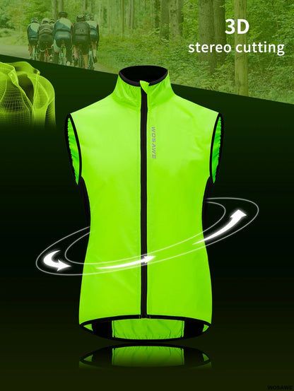 WOSAWE Lightweight Cycling Vest Men Women Reflective Windproof MTB Bike Windbreaker Mesh Back Running Gilet Wind Vest Jacket