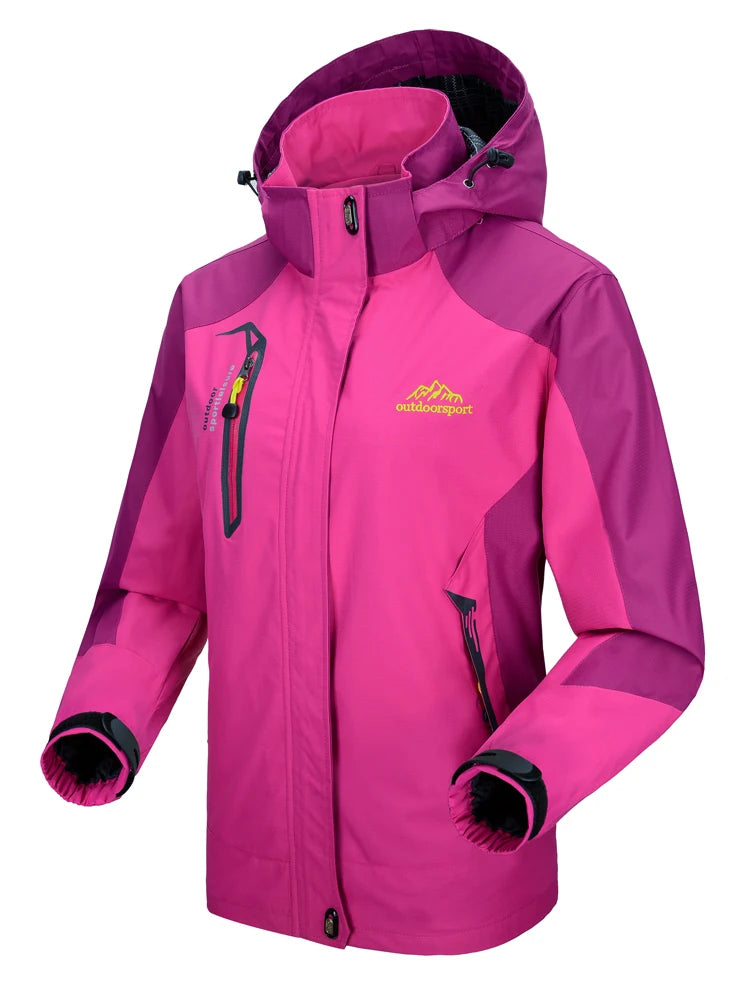 TRVLWEGO Women Camping Jacket Hiking Autumn Hooded Windbreaker Waterproof Climbing Trekking Travel Outdoor Sports Cycling Coats
