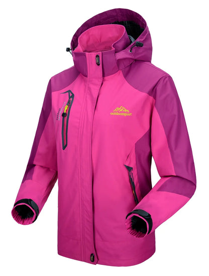 TRVLWEGO Women Camping Jacket Hiking Autumn Hooded Windbreaker Waterproof Climbing Trekking Travel Outdoor Sports Cycling Coats