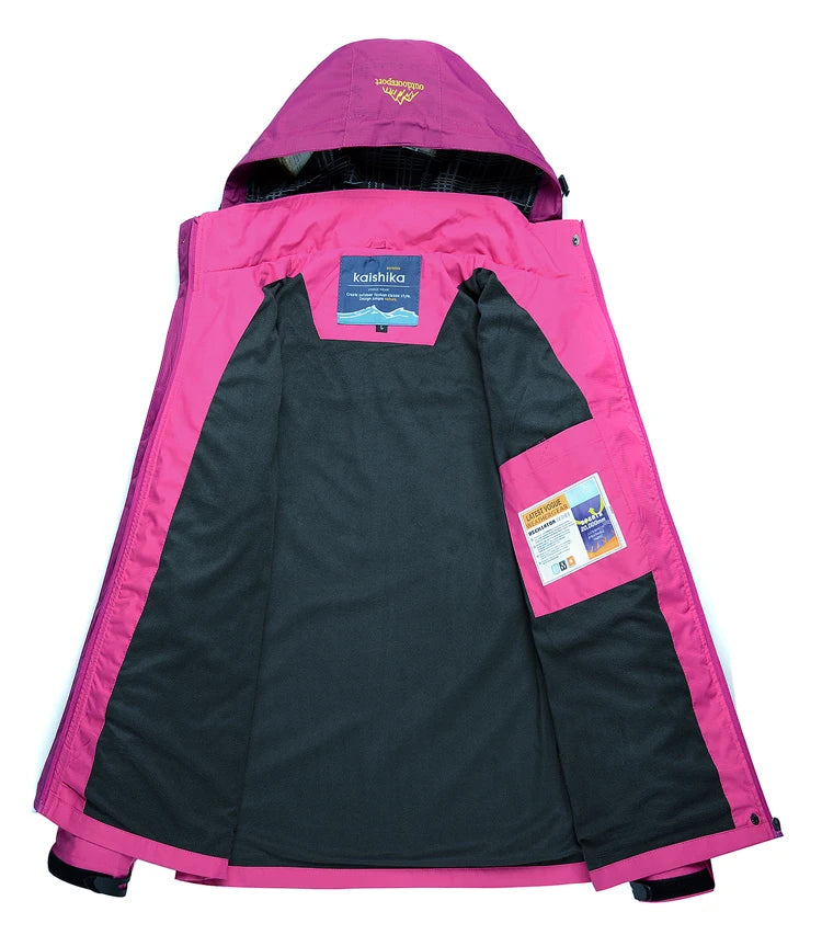 TRVLWEGO Women Camping Jacket Hiking Autumn Hooded Windbreaker Waterproof Climbing Trekking Travel Outdoor Sports Cycling Coats
