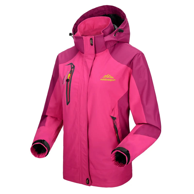 TRVLWEGO Women Camping Jacket Hiking Autumn Hooded Windbreaker Waterproof Climbing Trekking Travel Outdoor Sports Cycling Coats
