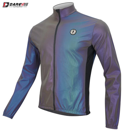 DAREVIE Cycling Jacket Winter Rainbow Reflective PRO Level Cycling Windbreak Men Windproof Waterproof Cycling Jacket Man Women