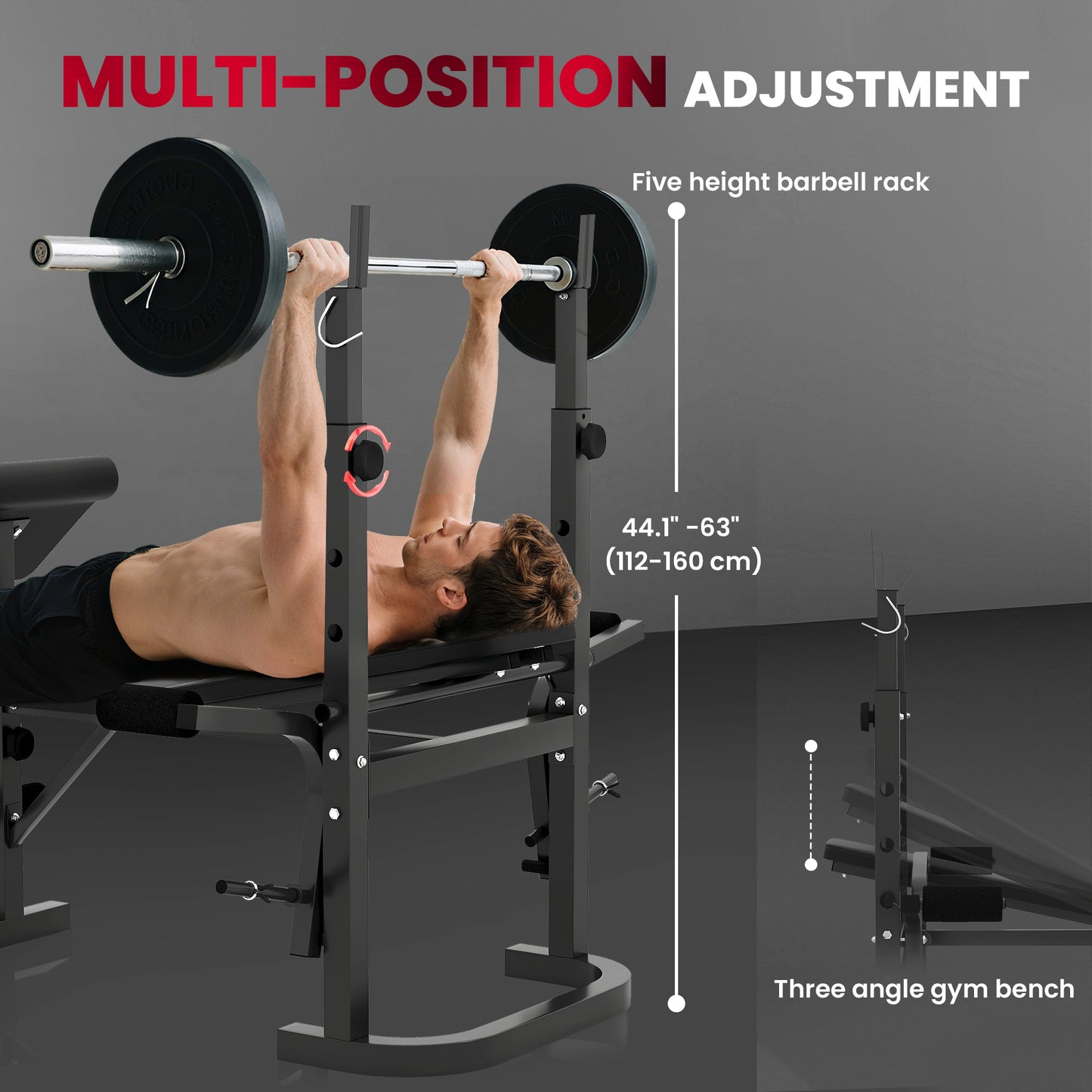 SPORTNOW Adjustable Weight Bench with Bench Press Rack, Preacher Curl Bench, Leg Extension and Lat Pull Down