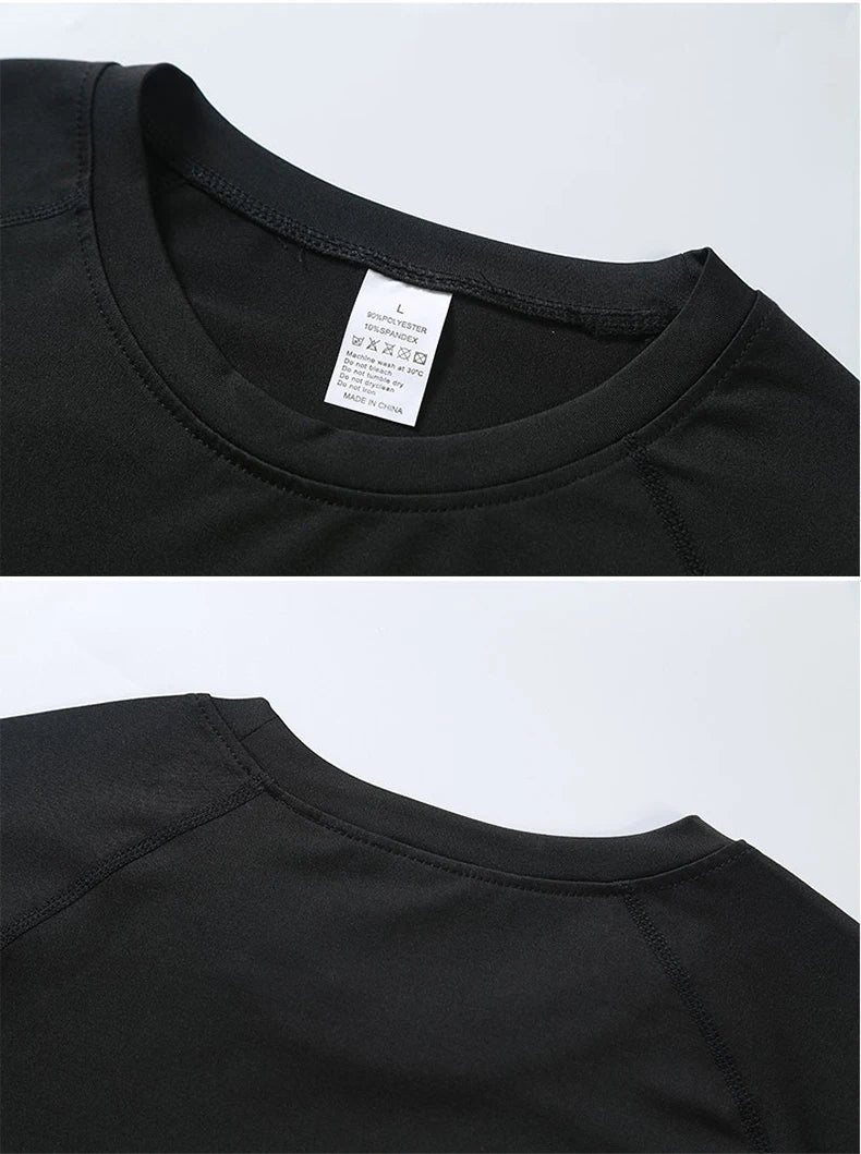 Sports T-shirt men's quick drying short sleeved sports T-shirt top gym fitness tight fitting shirt training running T-shirt men'