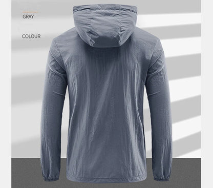 Summer Outdoor Quick Dry Sun-Protective Thin Jacket Men Hiking Fishing Cycling Hooded Gym Sport Windbreaker Ultra Light Coats
