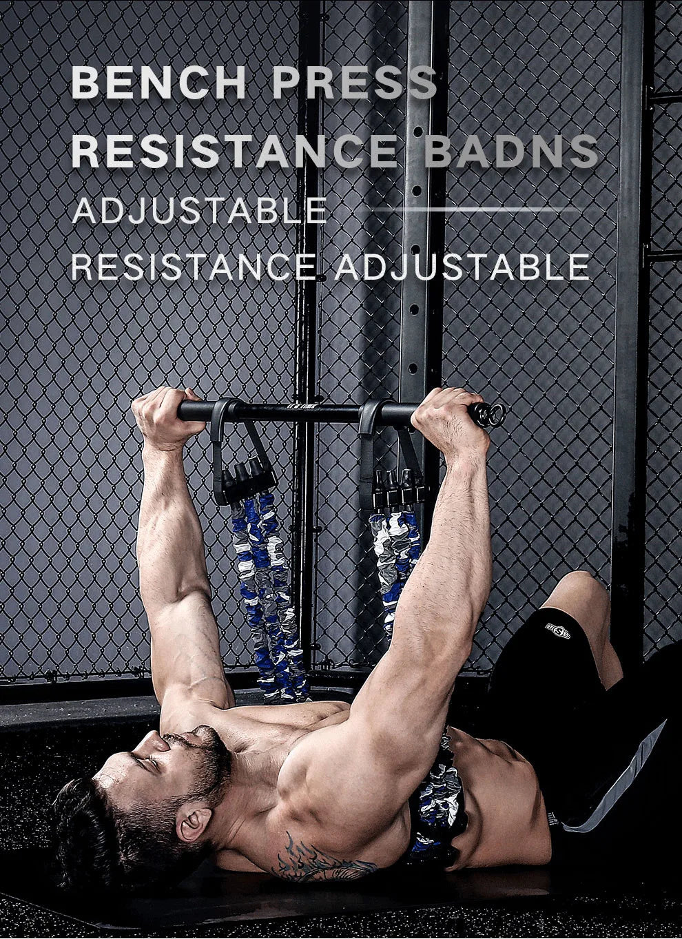 INNSTAR Resistance Band with Fitness Bar Chest Expander Bench Press Rubber Elastic Bands Home Gym Trainer Workout Equipment