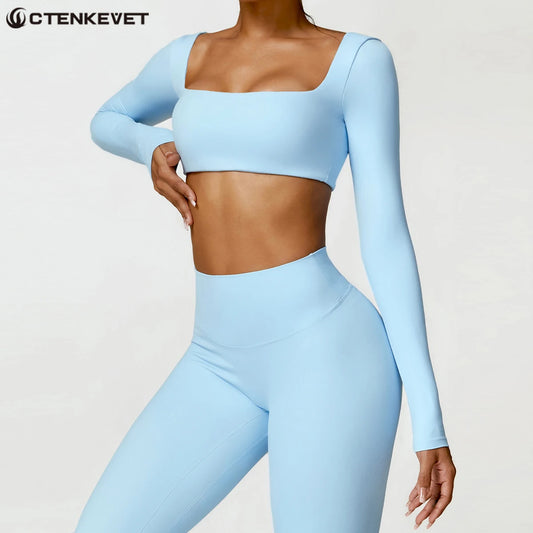 Sports Long sleeved Women Outdoor Running Gym Fitness Wear T-shirt Long sleeved Yoga Shirt Gym Push Up Workout Single Piece Top