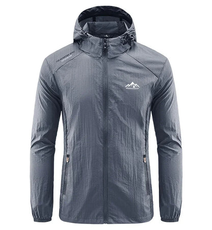 Summer Men Hiking Fishing Cycling Hooded Gym Sport Windbreaker Ultra Light Coat Men Outdoor Quick Dry Sun-Protective Thin Jacket