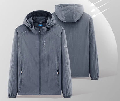 Summer Outdoor Quick Dry Sun-Protective Thin Jacket Men Hiking Fishing Cycling Hooded Gym Sport Windbreaker Ultra Light Coats