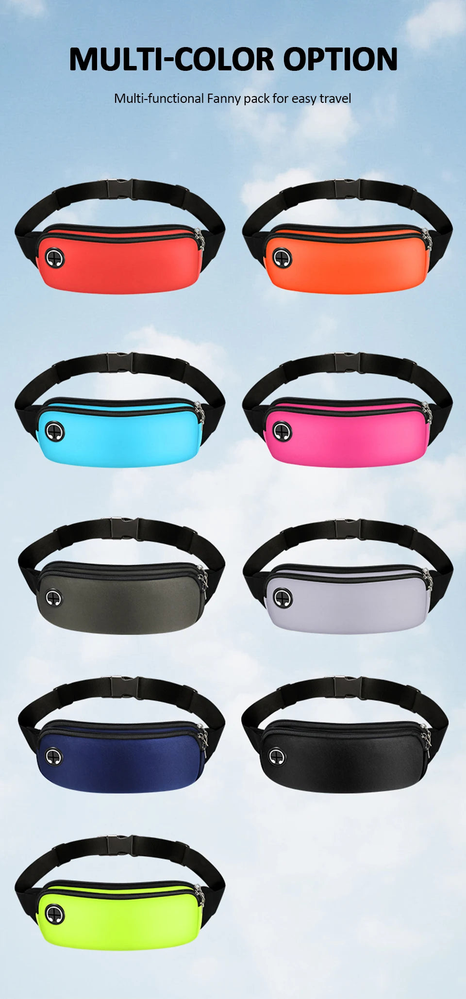 Sports Fanny Pack Women Belt Bag Men Running Waist Bag Mobile Phone Gym Bags Running Accessories Adjustable Strap Waist Bags