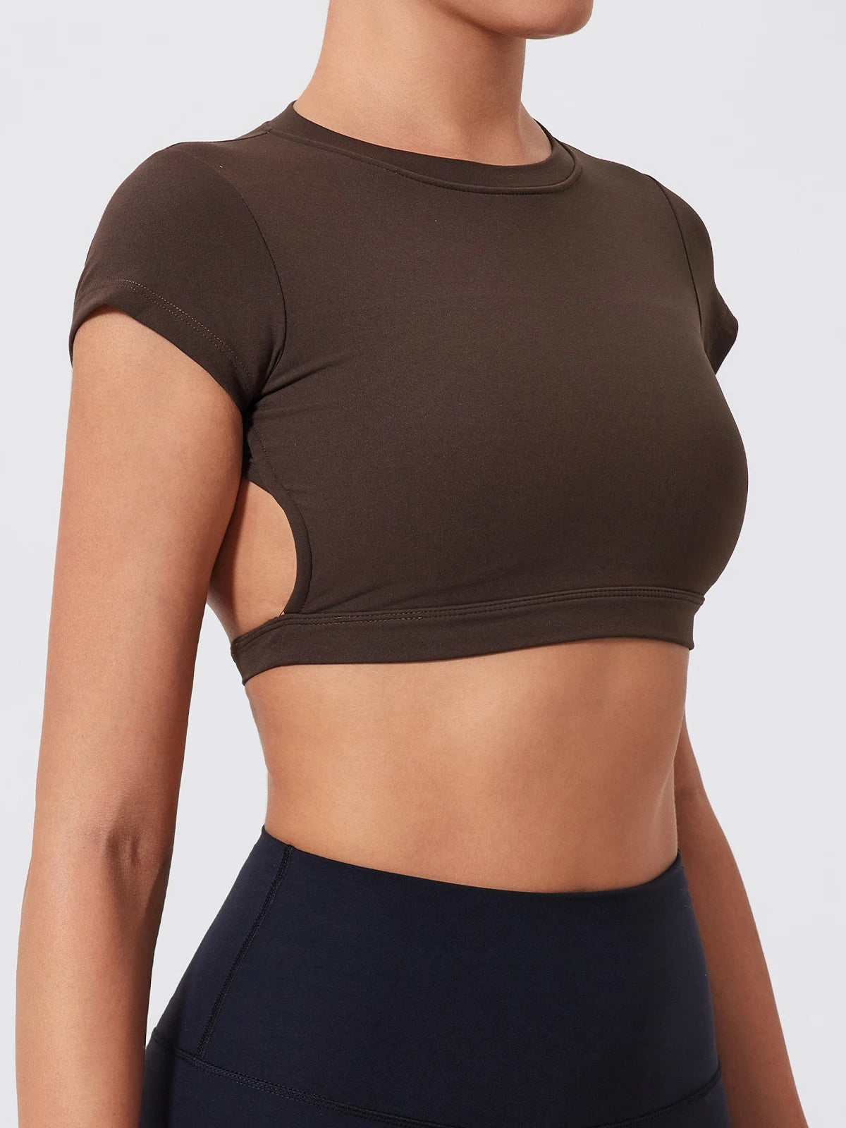 Hearuisavy Sports Shirts Workout Tops Fitness Activewear Female Quick-Dry Yoga Clothes Sport Crop Tops Backless Gym Top Women
