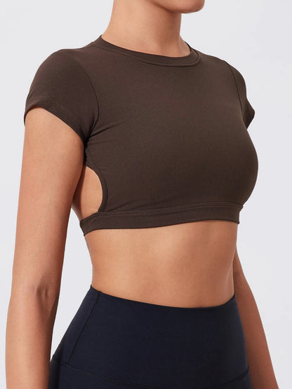 Hearuisavy Sports Shirts Workout Tops Fitness Activewear Female Quick-Dry Yoga Clothes Sport Crop Tops Backless Gym Top Women