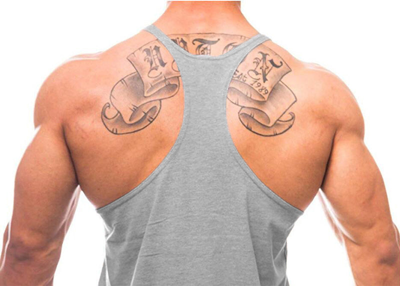 Men's Fitness Bodybuilding Tank Tops Brand Gym Sportswear Cotton Breathable Workout Muscle Vests Summer Sleeveless Y Back Shirt