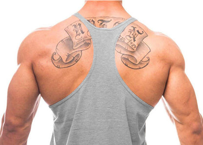 Men's Fitness Bodybuilding Tank Tops Brand Gym Sportswear Cotton Breathable Workout Muscle Vests Summer Sleeveless Y Back Shirt