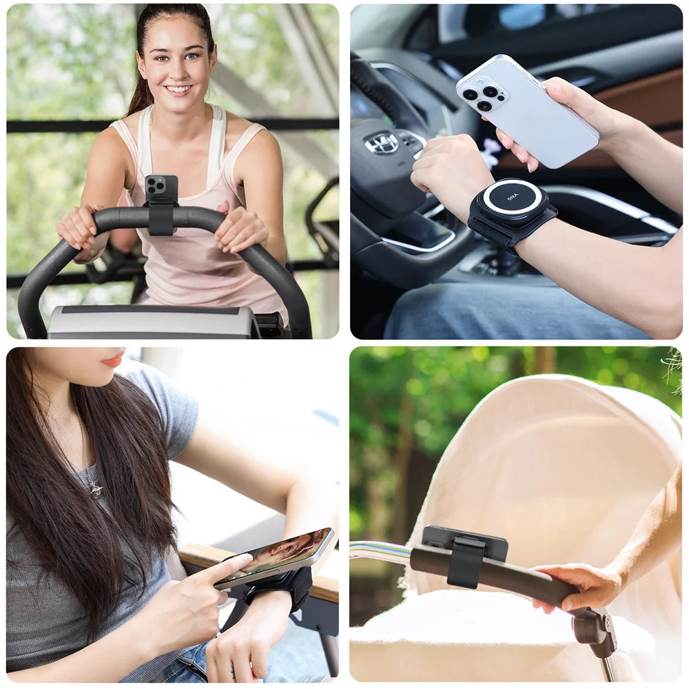 VRIG MagSafe Magnetic Phone Holder Wrist Strap Bracket Magnet Grip for iPhone 16 5 14 Android Running Cycling Running Gym Holder