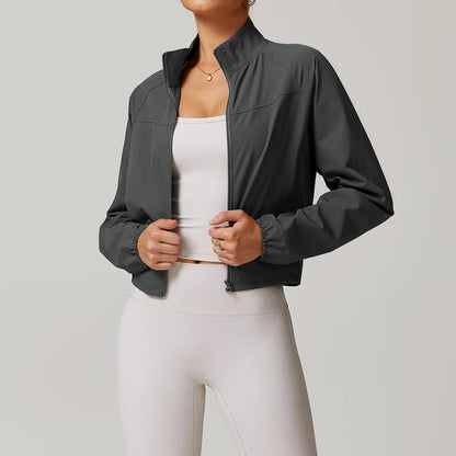 Women's Jacket Long Sleeved Outdoor Fitness Coat Yoga Crop Tops Gym Clothes Sports Tops Jacket Yoga Shirt Workout Sweatshirts