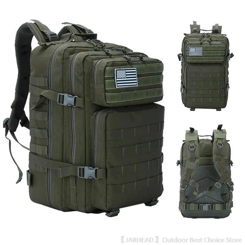 45L Tactical Backpack Outdoor Traveling Bag Fitness MOLLE Backpack School Pack GYM EDC Hiking Rucksack Witch Bottle Holder