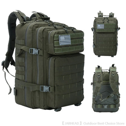 45L Tactical Backpack Outdoor Traveling Bag Fitness MOLLE Backpack School Pack GYM EDC Hiking Rucksack Witch Bottle Holder