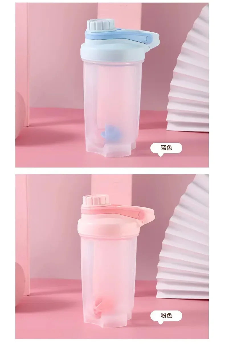 1PC Korean Style Leakproof Portable Shaker Bottle for Protein Milkshake Mixing Sports Water Cup Gym Fitness Gear Accessories