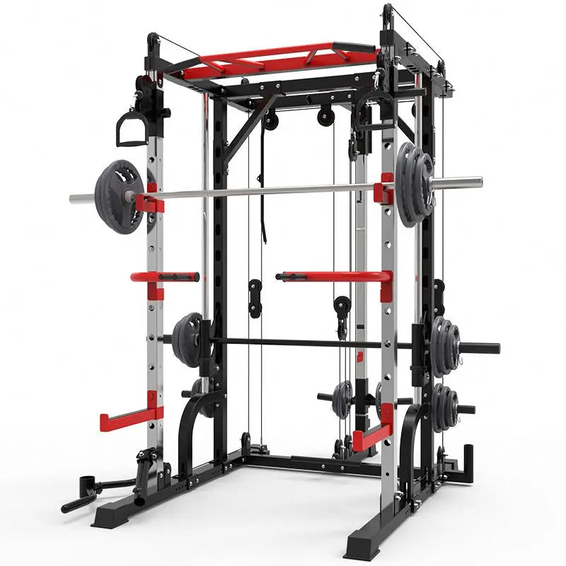 Multi Functional Smith Machine Home Gym Cable Crossover Machine Strength Training Squat Rack Exercise Equipment
